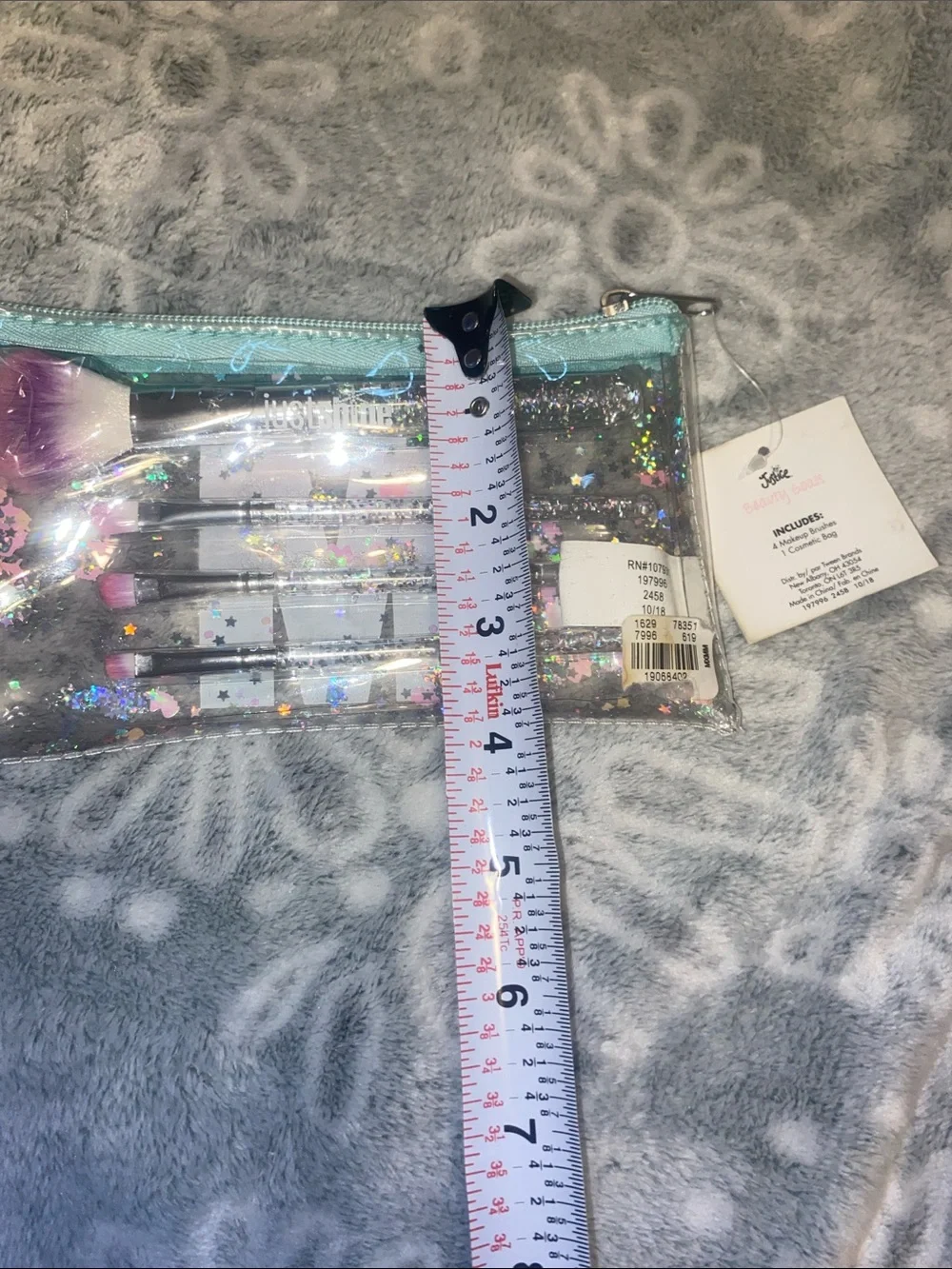 Justice Holographic Unicorn 'M' Pencil Case - Pink Aqua Purple